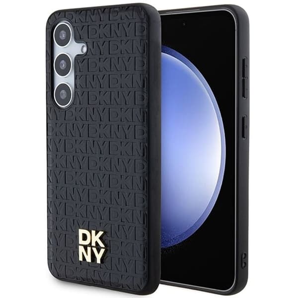 Samsung Galaxy S24 Plus-fodral - DKNY Lädermönster Metallogo MagSafe (DKHMS24MPSHRPSK) - Svart