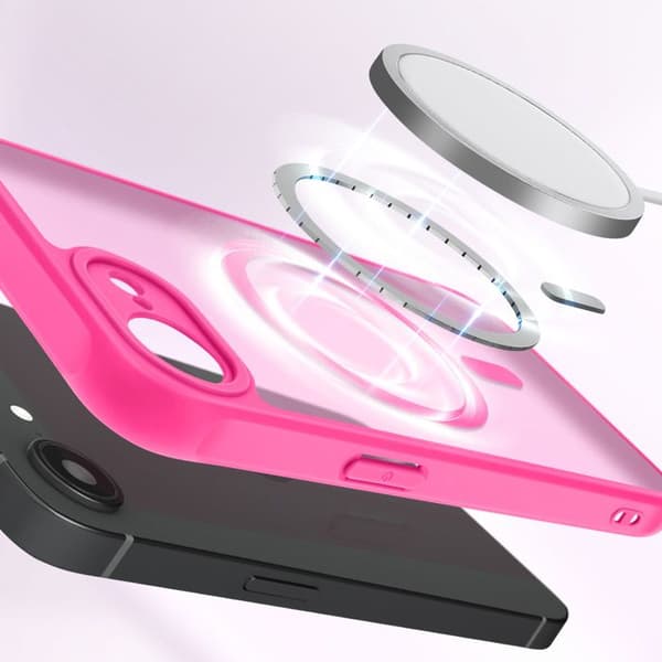 Coque MagSafe för iPhone 16e Matt Frostad Baksidan Fuchsia