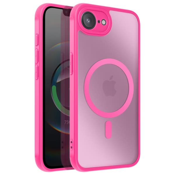 Coque MagSafe för iPhone 16e Matt Frostad Baksidan Fuchsia