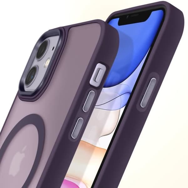 MagSafe skal för iPhone 11 Matt Frostad Baksida Lila Kant