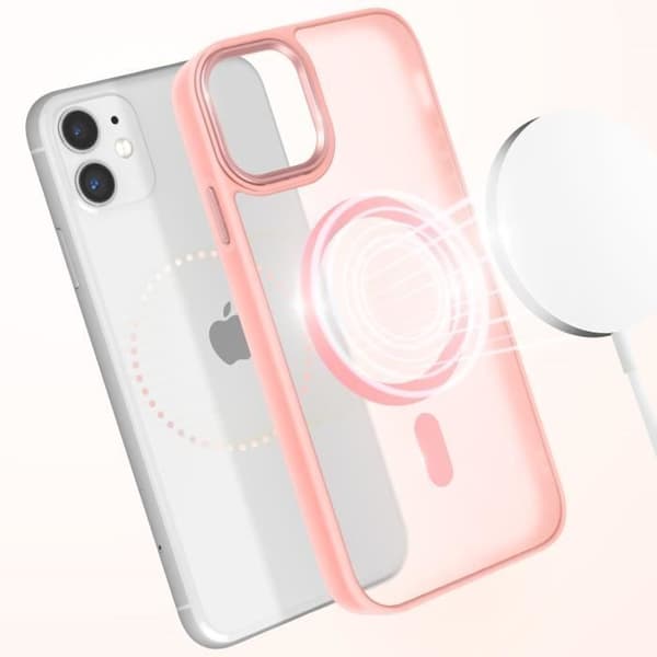 MagSafe-skal för iPhone 11 Matt Frostad Baksida Rosakontur
