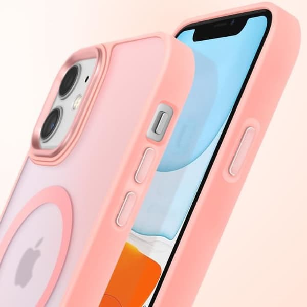 MagSafe-skal för iPhone 11 Matt Frostad Baksida Rosakontur