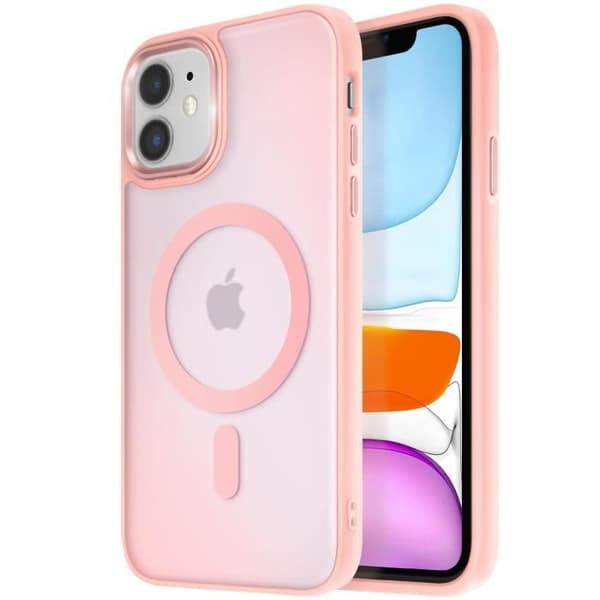MagSafe-skal för iPhone 11 Matt Frostad Baksida Rosakontur