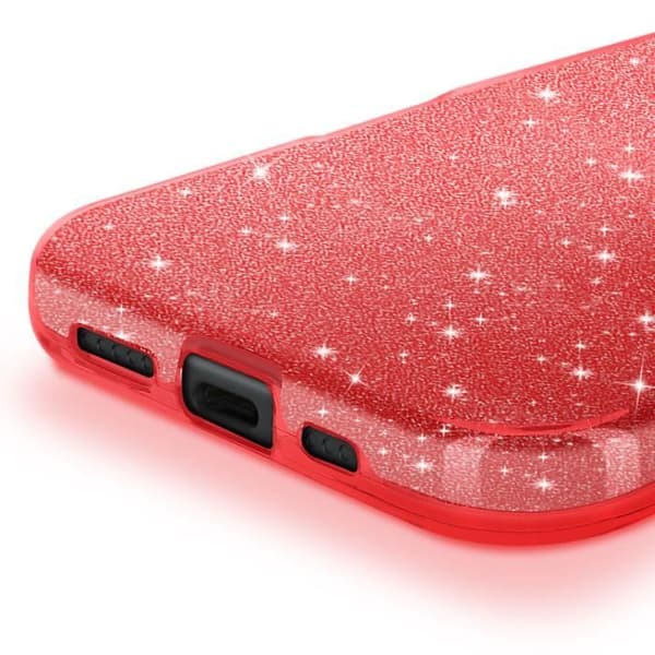 Glittrande Skal för iPhone 16 Plus Stötsäkert Röd