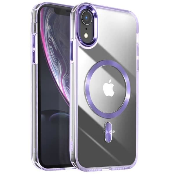 Coque MagSafe för iPhone XR Bakstycke Glas Lila