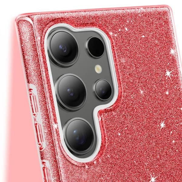Coque Paillette för Samsung Galaxy S24 Ultra Silikon Ultra tunn Röd