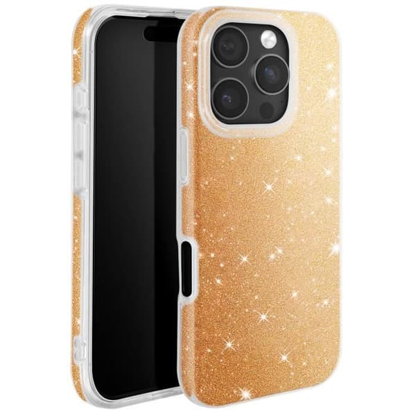 Glitteret skal för iPhone 16 Pro Stöttålig Guld