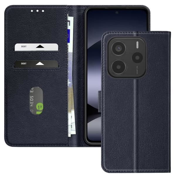 Etui för Xiaomi Redmi Note 14 5G Fodral med Plånbok och Videostöd Blå Natt