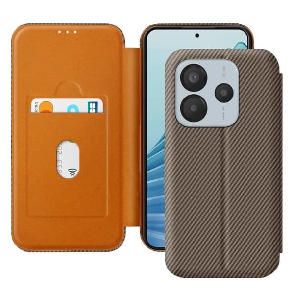 Kolfodral för Redmi Note 14 5G med RFID-skydd och brunt kortfack