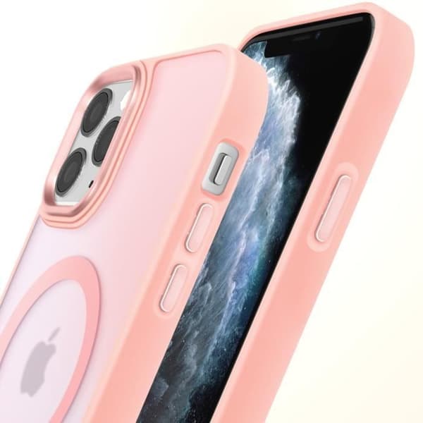 Coque MagSafe för iPhone 11 pro Matt Frostad Baksidan Rosa Kontur