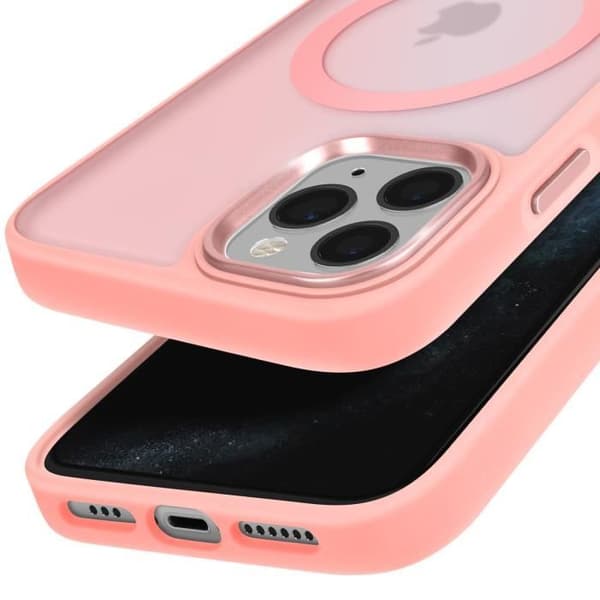 Coque MagSafe för iPhone 11 pro Matt Frostad Baksidan Rosa Kontur