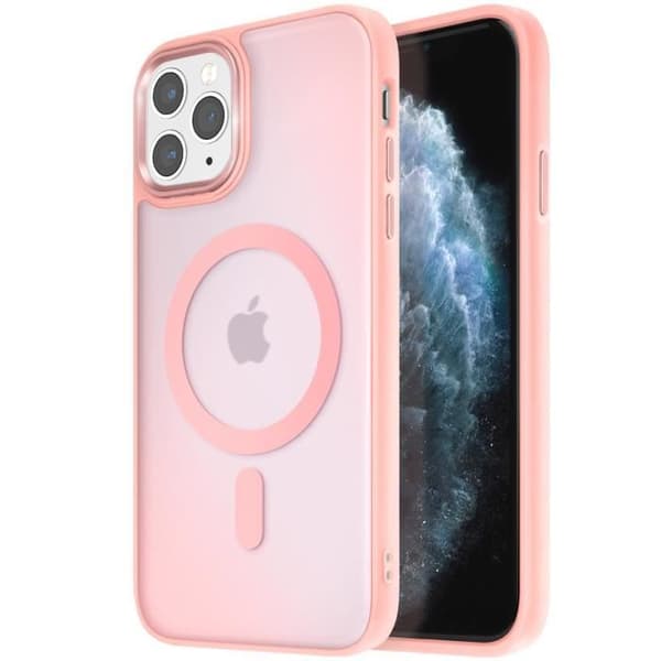 Coque MagSafe för iPhone 11 pro Matt Frostad Baksidan Rosa Kontur