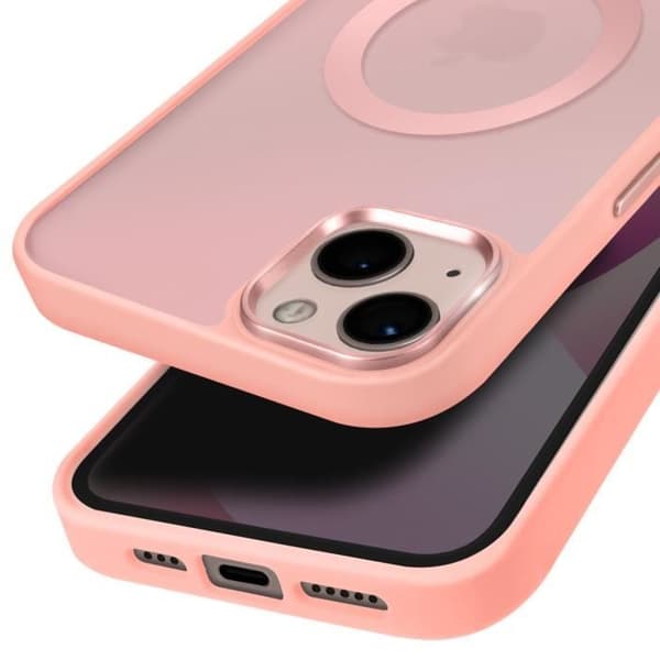 Coque MagSafe för iPhone 13 Matt Frostad Baksida Rosakontur