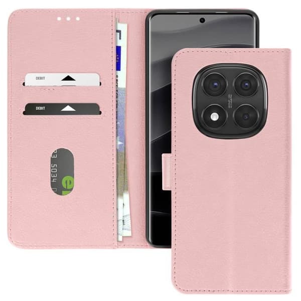 Etui för Redmi Note 14 Pro och 14 Pro Plus Plånbok och Stöd Rosé Champagne