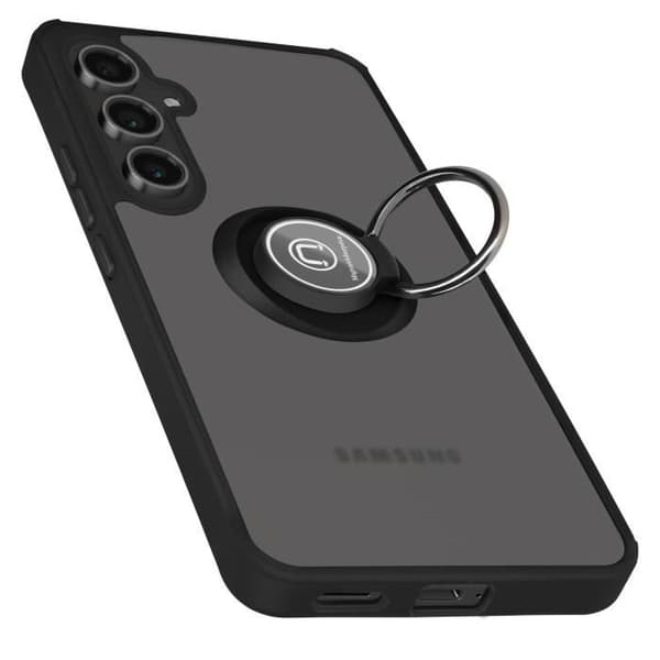 Coque för Samsung Galaxy S24 FE Metallring Videostöd Svart