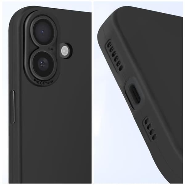 Silikonfölja för iPhone 16 Plus, Tun design, Lätt, Svart