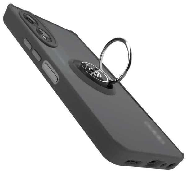 Coque för Oppo A38 Metallring Video Stöd Svart