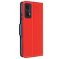 Miniatyrbild 2 av 4: Etui för Motorola Moto G35 Plånbok Läder Saffiano Fancy Blå / Röd