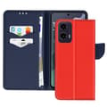 Miniatyrbild 1 av 4: Etui för Motorola Moto G35 Plånbok Läder Saffiano Fancy Blå / Röd