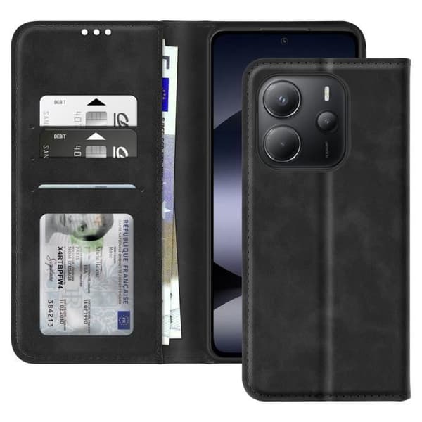 Fodral för Xiaomi Redmi Note 14 4G Plånbok och Videostöd Svart