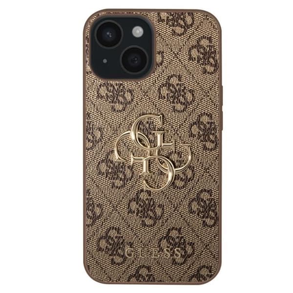 Coque för iPhone 15 Plus, exakta utskärningar och upphöjda kanter, Guess Brun