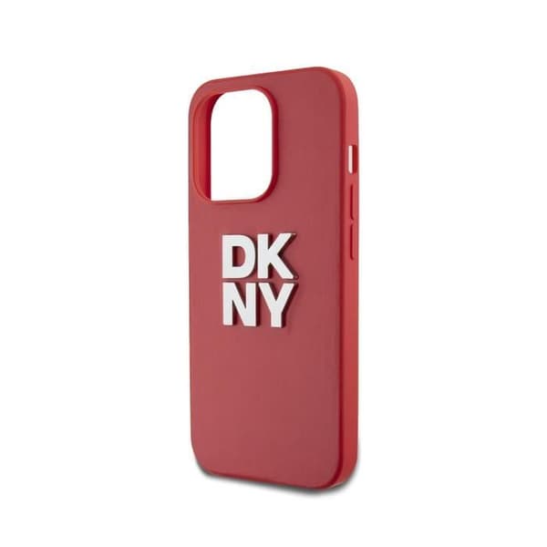 Coque för Apple iPhone 14 Pro med metalliskt logo och handledsrem DKNY Röd