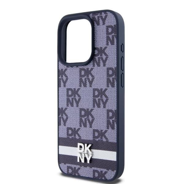Eleganta skal för iPhone 15 Pro Max med rutigt och randigt mönster DKNY Blå