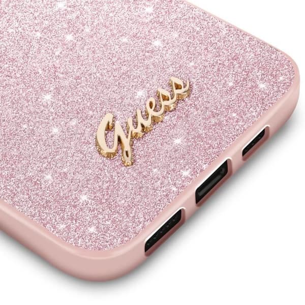 Coque för iPhone 14 Monochromisk Glittrig Fågel Guess Rosa