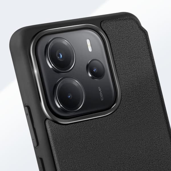Fodral för Xiaomi Redmi Note 14 4G Klädd Kortficka med Rem Made for Xiaomi Svart