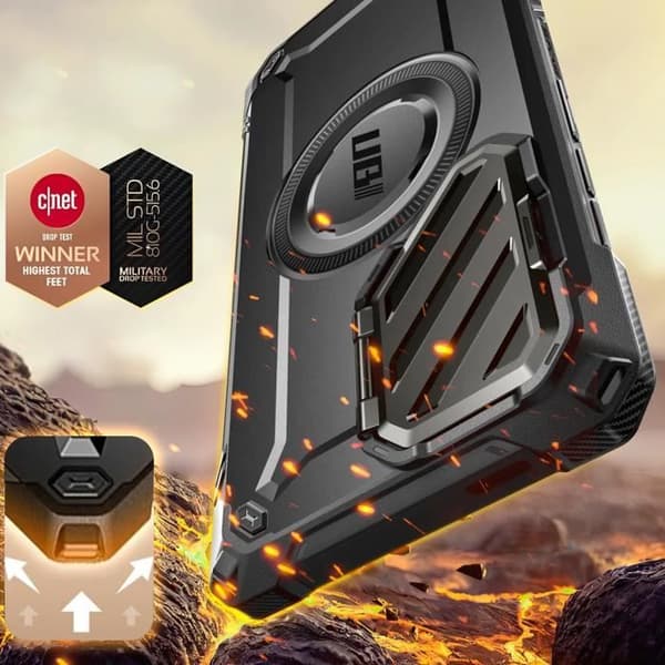 Coque MagSafe för Samsung S25 Ultra Stötteknik Kameraskydd Stöd Supcase Svart