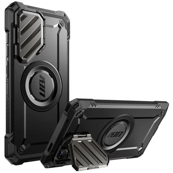 Coque MagSafe för Samsung S25 Ultra Stötteknik Kameraskydd Stöd Supcase Svart