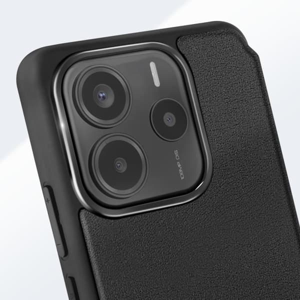 Etui för Xiaomi Redmi Note 14 5G Flip med kortfack och handrem Made for Xiaomi Svart