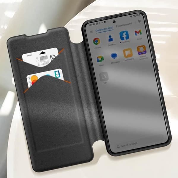 Fodral för Xiaomi 14T Flipkort med Handledsrem Made for Xiaomi Svart