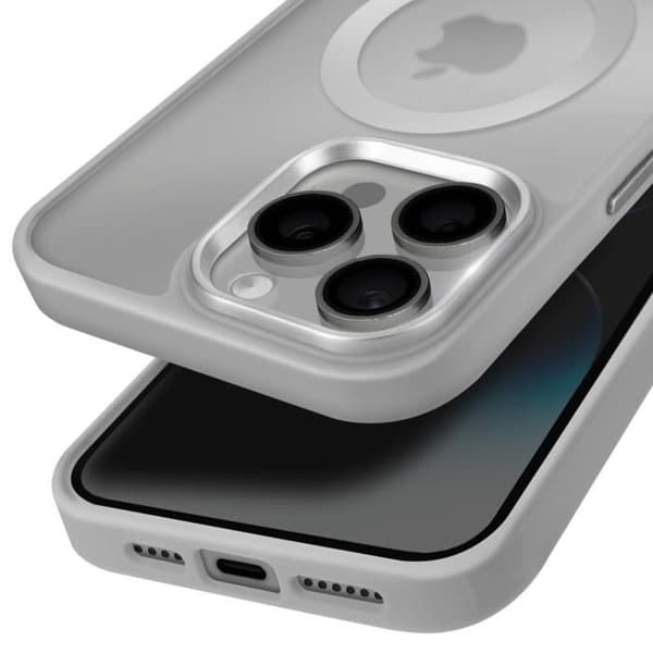 Coque MagSafe för iPhone 14 Pro Max Matt Frostad Baksida Grå Kant