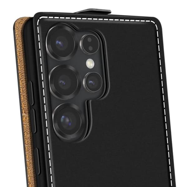 Housse med vertikalt lock för Samsung Galaxy S25 Ultra kortficka svart