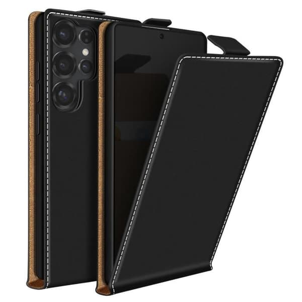 Housse med vertikalt lock för Samsung Galaxy S25 Ultra kortficka svart