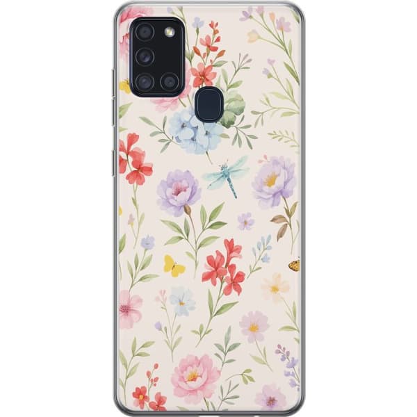 Samsung Galaxy A21s Gennemsigtig cover Blomster
