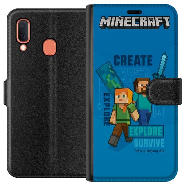 Samsung Galaxy A20e Plånboksfodral Minecraft Caves