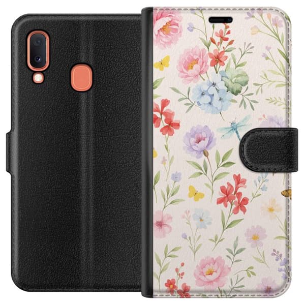 Samsung Galaxy A20e Lommeboketui Blomster