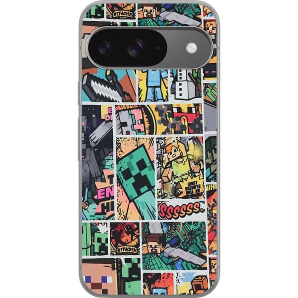 Google Pixel 9 Gennemsigtig cover Minecraft Kunst