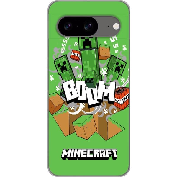 Google Pixel 8 Genomskinligt Skal Minecraft Boom