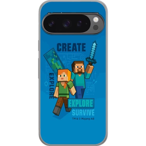Google Pixel 9 Pro XL Gennemsigtig cover Minecraft Huler