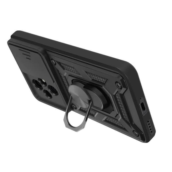 Coque för Honor 200 Ring Stöd Kamera Täcks Glidande Mayaxess Svart