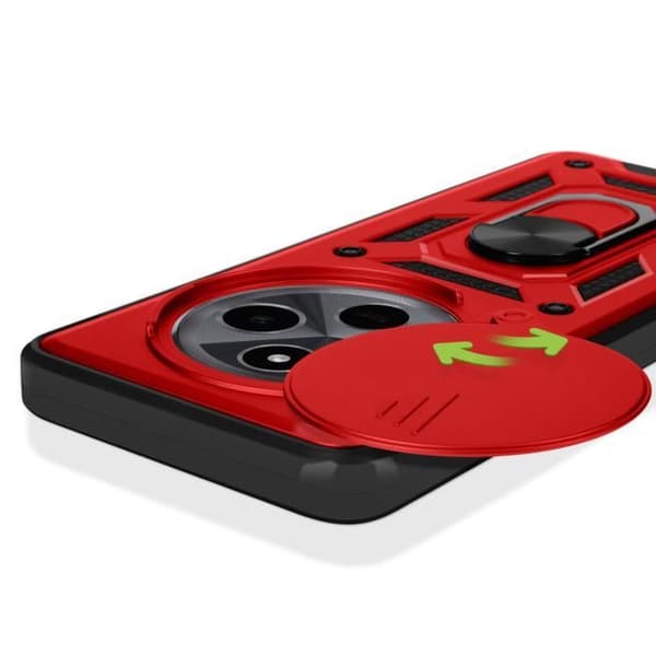 Coque för Xiaomi Redmi 14C med ringstöd och glidande kameraskydd Mayaxess Röd