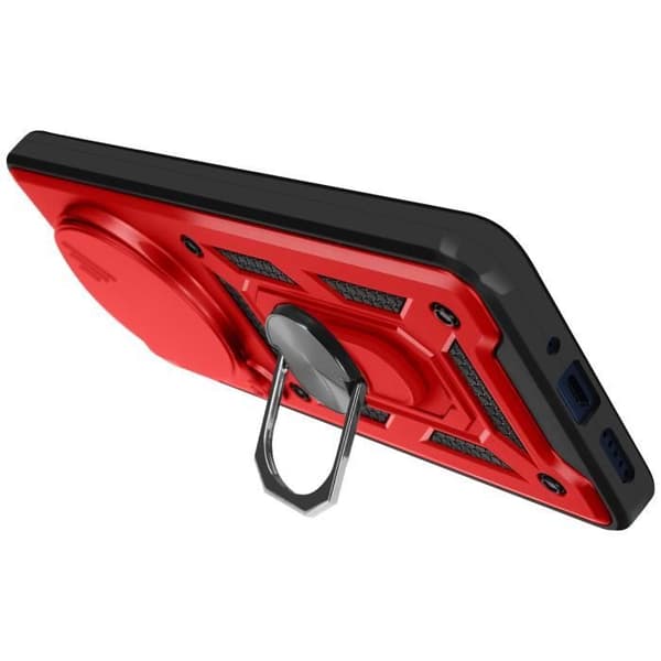 Coque för Xiaomi Redmi 14C med ringstöd och glidande kameraskydd Mayaxess Röd