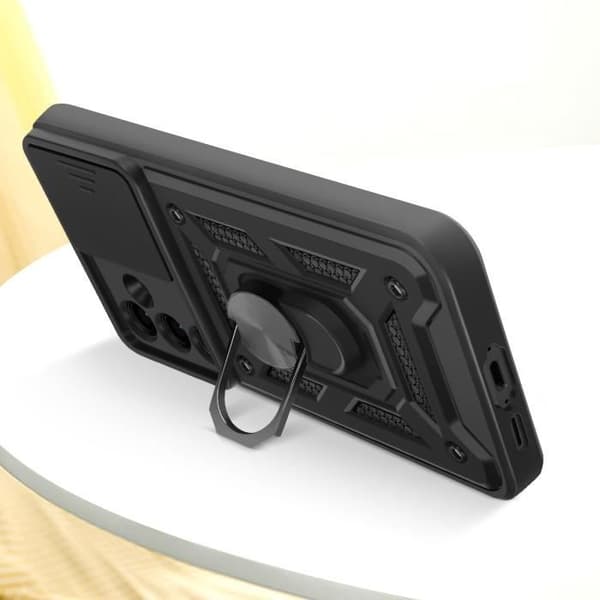 Coque för Samsung Galaxy S24 FE Med Båge Stöd Glidande Kameraskydd Mayaxess Svart