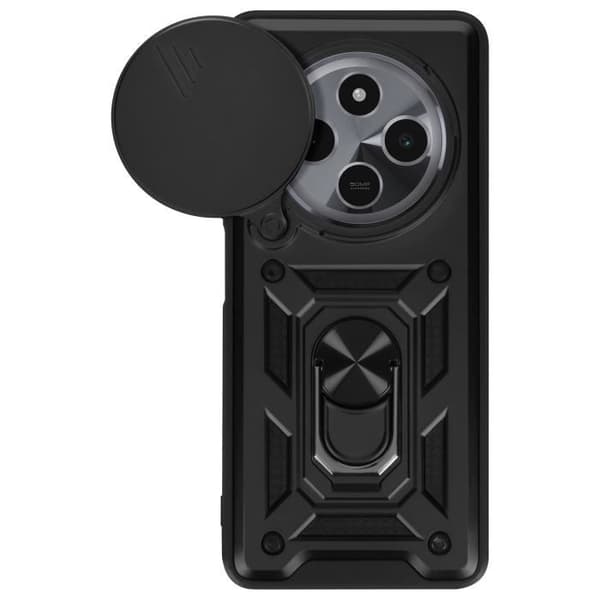 Coque för Xiaomi Redmi 14C Ring Stöd Kamera Dold Glidande Mayaxess Svart