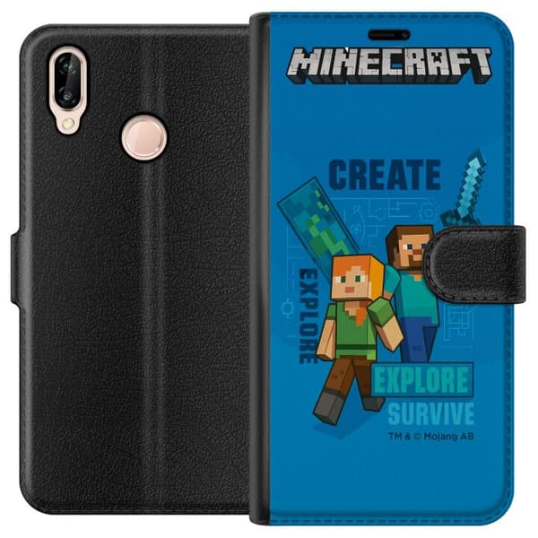 Huawei P20 lite Lompakkokotelo Minecraft Luolastot