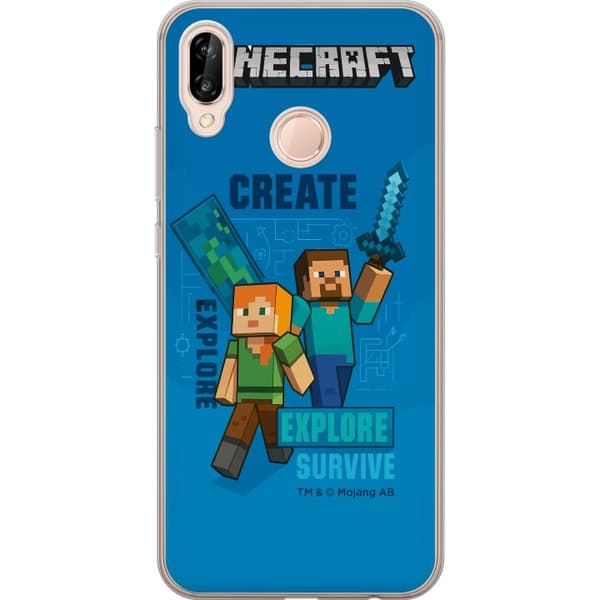 Huawei P20 lite Gjennomsiktig deksel Minecraft Grotter