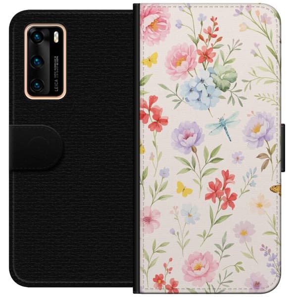 Huawei P40 Plånboksfodral Blommor